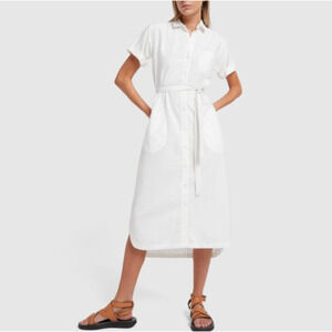 ATM Anthony Thomas Melillo Belted Shirt Dress Women's White XS EUC